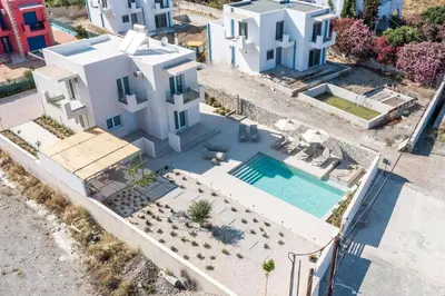 an aerial view of a villa with a swimming pool at Villa Ariadne in Gennadi