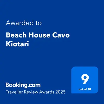 a screenshot of the beach house caapa card with the text awarded to beach house at Beach House Cavo Kiotari in Gennadi