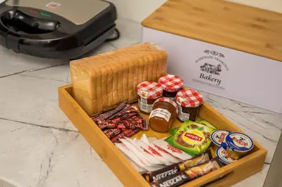 a wooden box with some food in it at Irinis studio in Rhodes Town