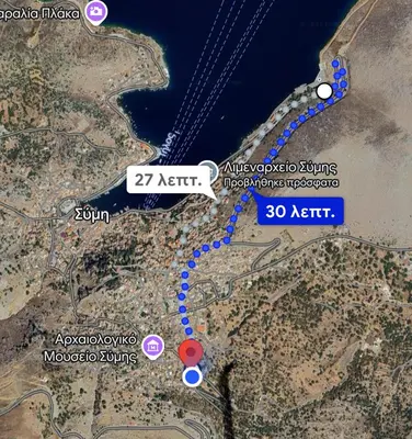 a map of the proposed route for the avenue interchange at EIRINI in Symi