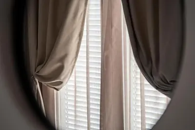 a close up of a window with blinds at Villa Emerald in Asgourou