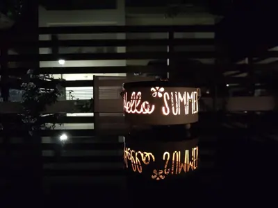 a sign that is lit up in the dark at Monte Smith Luxury Garden Apartment With Parking in Rhodes Town