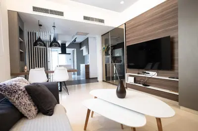 a living room with a couch and a table at Savvina's residence in Rhodes Town
