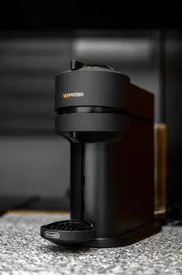 a black coffee maker sitting on a counter at Odysseus Luxury House in Rhodes Town