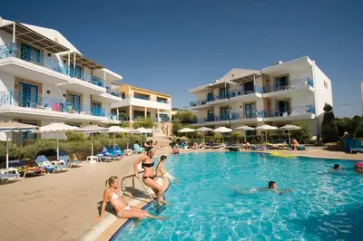 a group of people in the swimming pool at a hotel at Pefki Islands in Pefki Rhodes