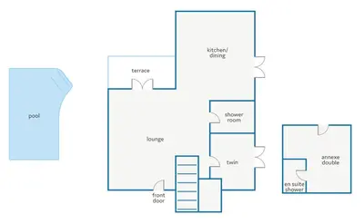 a floor plan of a house at Villa Pandora Lindos by Villa Plus in Líndos