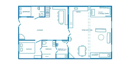 a floor plan of a house at seasalthouse - famous tv location in Koskinou
