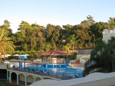 a view of a swimming pool at a resort at Romantza Mare in Kallithea Rhodes