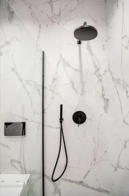 a shower with a glass door and a shower head at Rhodes Center Luxury Apartments #2 in Rhodes Town