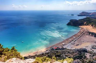 an aerial view of a beach and the ocean at Maistrali Hotel & Restaurant in Kalavárda