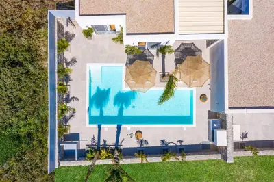 an overhead view of a house with a swimming pool at Villa Iviskus in Gennadi