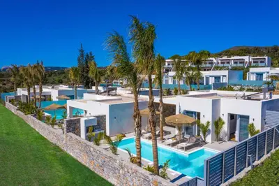 an aerial view of the villas at the resort at Villa Iviskus in Gennadi