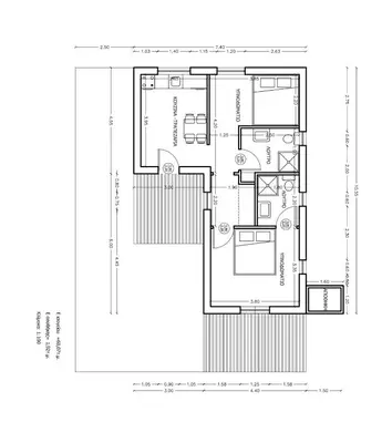 a floor plan of a house at Charming Cottage on the sea turtle beach in Apolakkiá