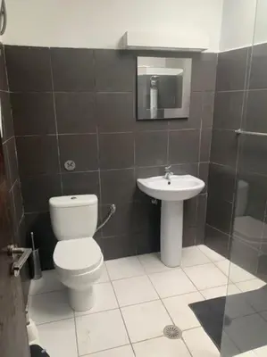 a bathroom with a toilet and a sink at Laokoontos 16 in Rhodes Town