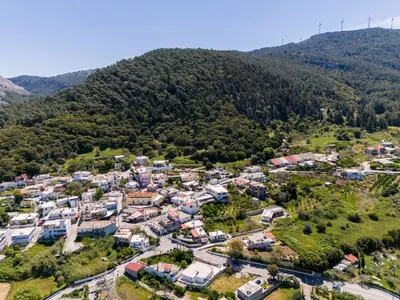an aerial view of a village in the mountains at Casa Arches, Rhodes in Archipolis