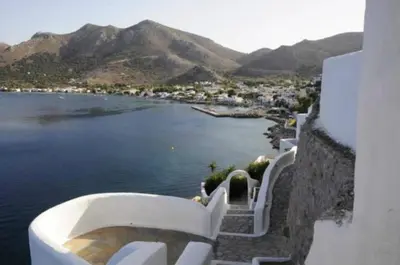 a view of a body of water from a building at ILIDI Rock in Livadia