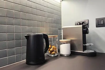 a coffee maker on a counter in a kitchen at MINT in Rhodes Town