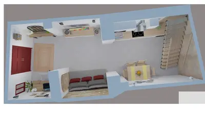 a model of a living room with a couch and boxes at Alexandras Stone House in Rhodes Town