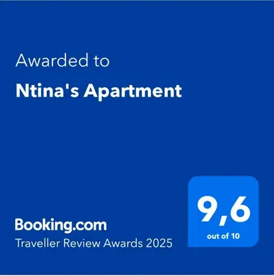 a blue phone screen with the text awarded to nirinas appointment at Ntina's Apartment in Rhodes Town