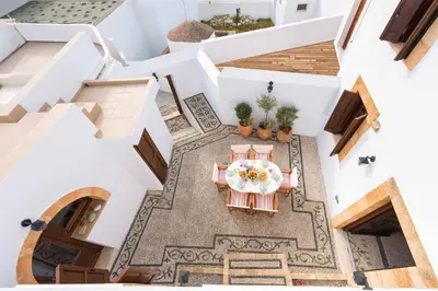 an overhead view of a dining table in a house at Residenza Maria Lindos Villa in Líndos