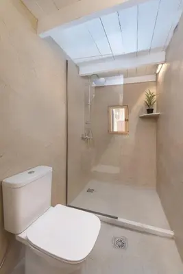 a bathroom with a toilet and a shower at 3-4 Bedrooms Villa in old Town in Rhodes Town