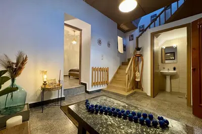 a room with a gym with blue balls on a table at George&Michael Traditional House in Rhodes Town
