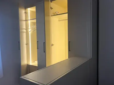 a dressing room with a mirror in a closet at Mirodaty's House in Rhodes Town