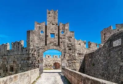 an entrance to a castle with an archway at Villa Salty Sun 1 in Kremasti