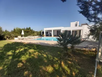 a villa with a swimming pool and a house at Villa Chevalier in Kiotari