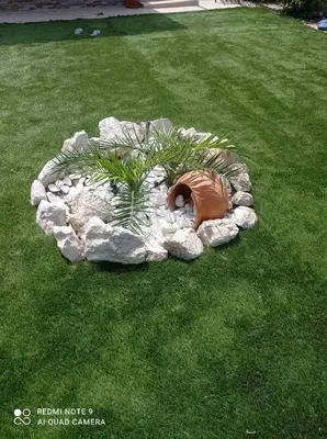 a statue of a squirrel in a rock garden at Blue Waves House 2 in Soroni