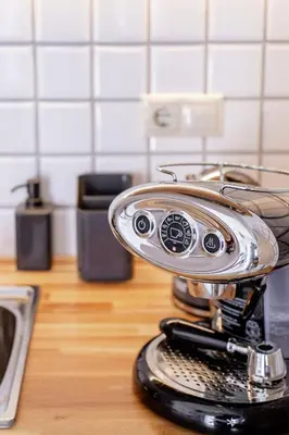 a toaster sitting on top of a kitchen counter at Mea Casa Halki in Halki