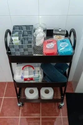 a cart filled with toilet paper and other items at Filoxenia City Escape in Rhodes Town