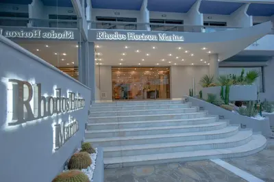 a set of stairs in front of a building at Rhodos Horizon Marina - Adults Only in Rhodes Town