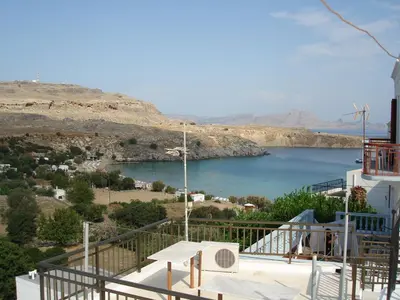 a view of a lake from a house at Villa Elena in Líndos