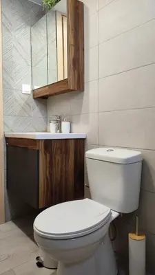 a bathroom with a white toilet and a sink at Luna Grande in Archangelos