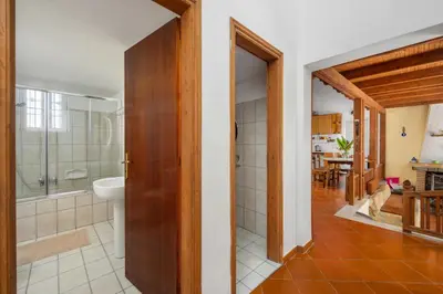 a bathroom with a shower and a toilet in a room at Yannis Place in Rhodes Town