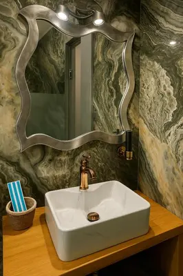 a bathroom with a sink and a mirror at 