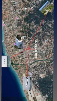 a map of a city with a red line at Meraki Apartment in Kremasti