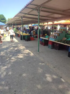 a market with a large tent with people in it at Telis House in Rhodes Town