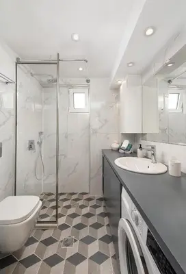 a bathroom with a shower and a toilet and a sink at Modern Colorful House 4 Rhodos in Rhodes Town
