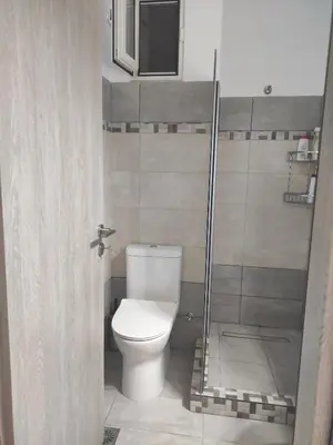 a bathroom with a toilet and a television in it at Apollon Stegna Studios in Archangelos