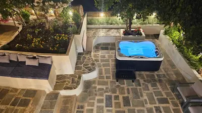 an aerial view of a bath tub in a garden at Old Town Pearl in Rhodes Town