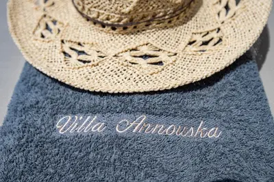 a close up of a hat and a sweater at Villa Annouska in Halki