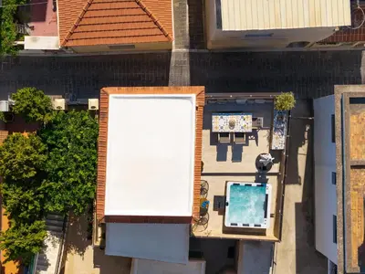 an overhead view of a large white sign on a building at Rodos Aqua Luxury Villa in Rhodes Town