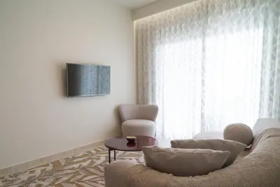 a living room with a couch and a window at Casa di Anna Seaside in Rhodes Town
