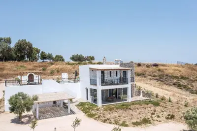 an aerial view of a house in the desert at Villa Clara in Gennadi