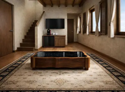 a large living room with a tv and a couch at Fabrizio del Carretto in Rhodes Town