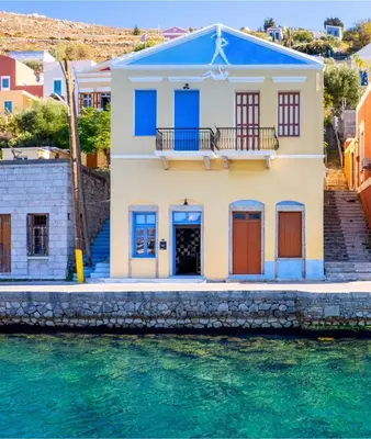 a house by the water in positano at Symi's Jewel in Symi