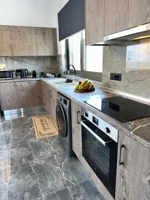 a kitchen with a sink and a dishwasher with bananas on the counter at Villa Mike in Rhodes Town