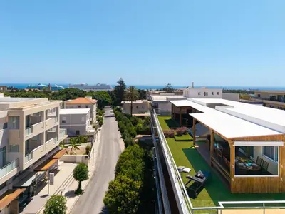 an aerial view of a street with buildings at Fiore D'oriente Apartments in Rhodes Town
